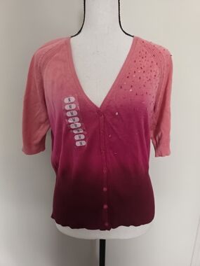 A|LINE Pink Ombre Sequined Silk Blend Cardigan NWT M